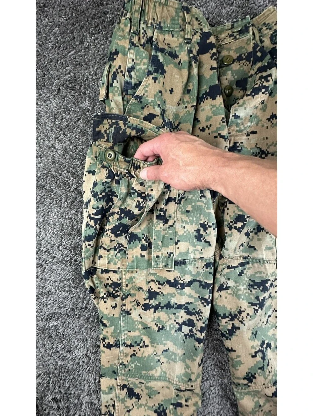 USMC Woodland MARPAT Combat Utility Pants Long Military Cargo Trousers Sz Small